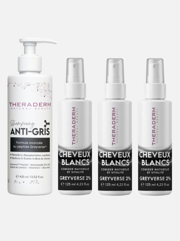 Protocole Complet Greyverse™ 3 sprays + shampoing PROTOCLE COMPLET GREYVERSE™ 3 SPRAYS + SHAMPOING